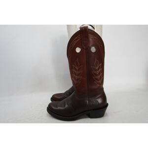 Double H Womens Sz 7 M Brown Leather Buckaroo Stockman Cowboy Boots